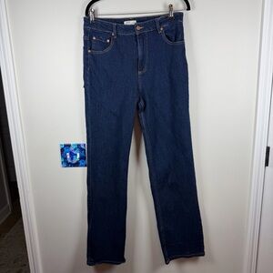 Oat New York High-Rise Relaxed Straight Cuffed Jean in Dark Wash Size 10 / 30